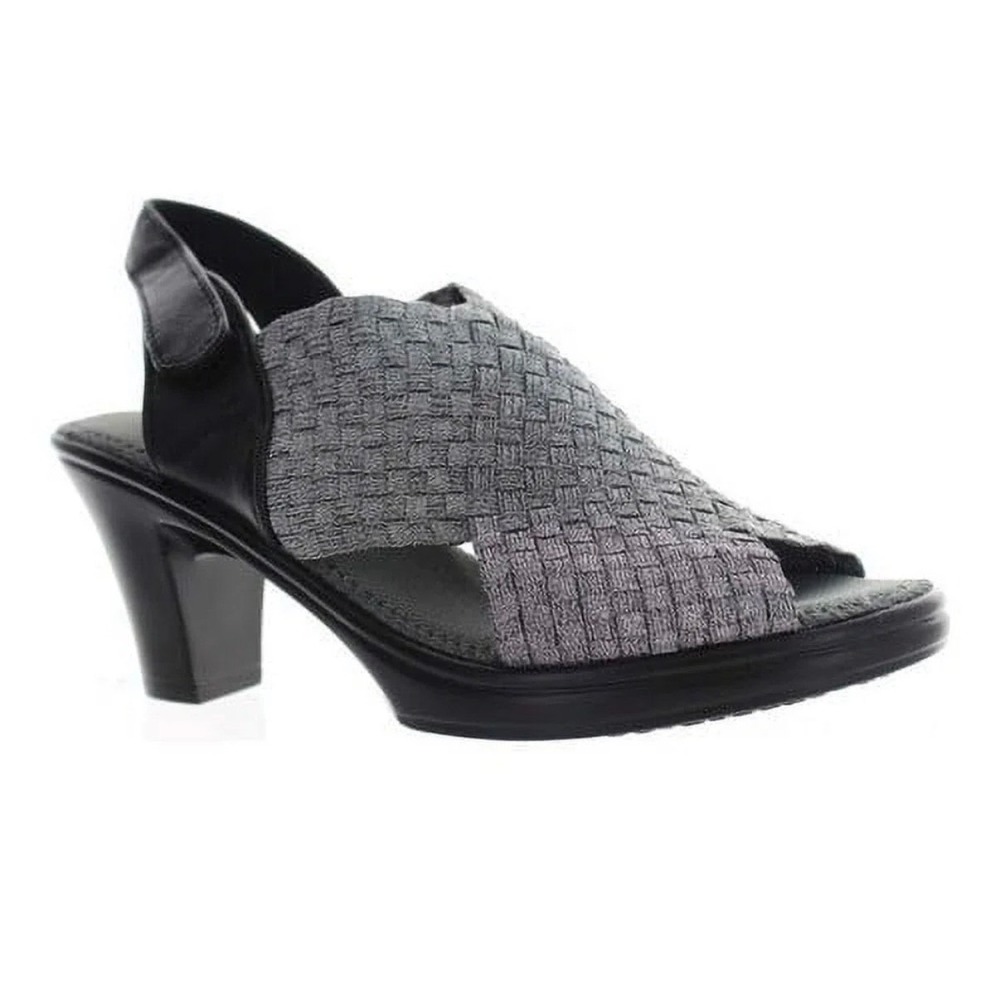 Bernie Mev Beatrice Women Smoke Shimmer Woven Elastic Block Heel Sandals Size 35